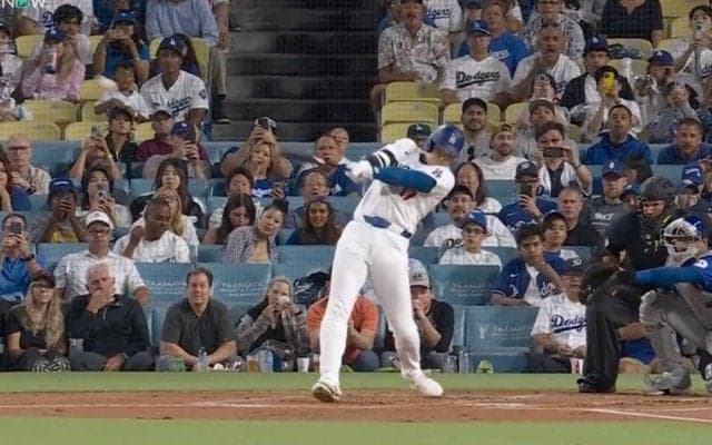 直撃したらヤバい… 大谷翔平、衝撃47号に「ドン引き」 超速低空“弾丸ライナー”が「危険すぎる」「逃げて！」