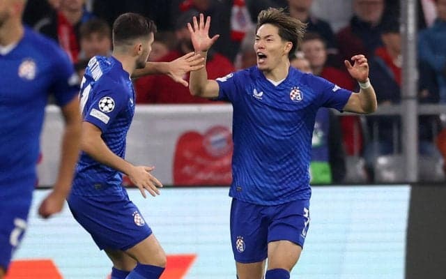 「これは凄い」「上手すぎでしょ」CLデビューの荻原拓也がバイエルンGK相手に股抜きゴール！ 強烈なインパクト「CLでゴールする日が来るとは」