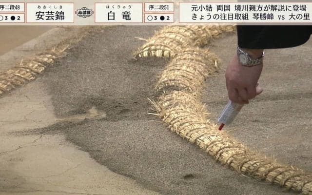 異例の“現場検証”も…長い協議で漂う緊迫感がジワリ伝染 21歳行司の表情変化に「緊張顔よ……」「こっちまでドキドキする」