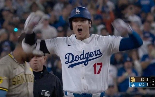何が起きた？ 大谷翔平、カモーン！“勝ち確定演出”で「やっぱり神」　優勝決勝打に「勝負強すぎ」「毎回叫ぶやん」