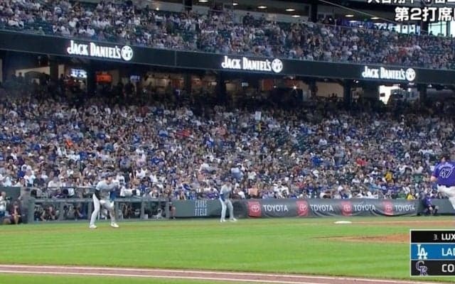 なんだこれ！？ 大谷翔平が「もうワケわからん」 実況も大爆笑… “大胆不適すぎる走塁”に「投手ナメすぎw」「デカすぎ」