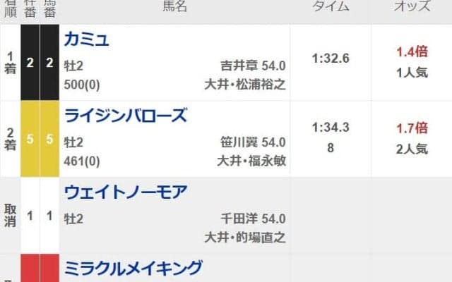 大井競馬3Rが「2頭立て」 で実施 当地では史上初の珍事