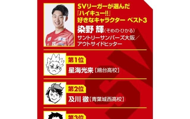 【ハイキュー‼×SVリーグ】サントリー染野輝が貫いてきたエース道　『ハイキュー‼』の好きなキャラ1位も「小さなエース」