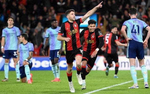 サリバの前半退場響いたアーセナルがボーンマス相手に今季初黒星…【プレミアリーグ】