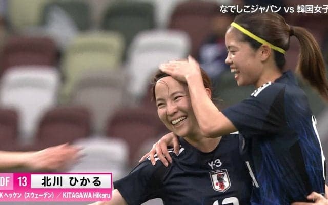 なでしこジャパン、日韓戦ゴールラッシュの口火は「めっちゃ良いセットプレー」長谷川唯の好クロス→北川ひかるのドンピシャヘッド炸裂の瞬間