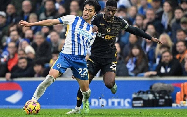 ブライトンが後半終盤の連続失点で最下位ウルブスとドロー…先発の三笘薫は前半に決定機に関与【プレミアリーグ】