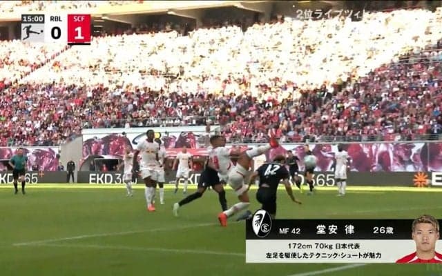 「完全覚醒！」堂安律、魂のダイビングヘッド炸裂で今季４ゴール目！ドンピシャクロスに滑り込んで決めた低空ヘディング弾