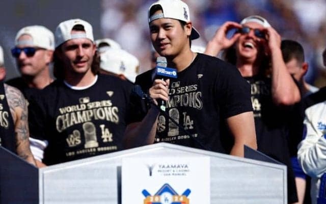 「コングラッチュレーション、ロサンゼルス！」大谷翔平　祝賀イベントで流暢な英語スピーチを披露「何でもできる」