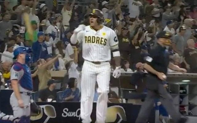 何が起きた？ MLBの“暴れん坊”が「怖すぎ…」 世界最速男との“タイマン勝負”が話題に　ギリギリの内角攻めに「笑ってるｗ」