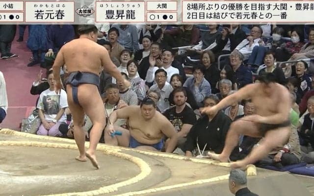 小結が土俵下に吹っ飛んだ…「腕力が超人」豊昇龍、豪快すぎる白星に館内騒然