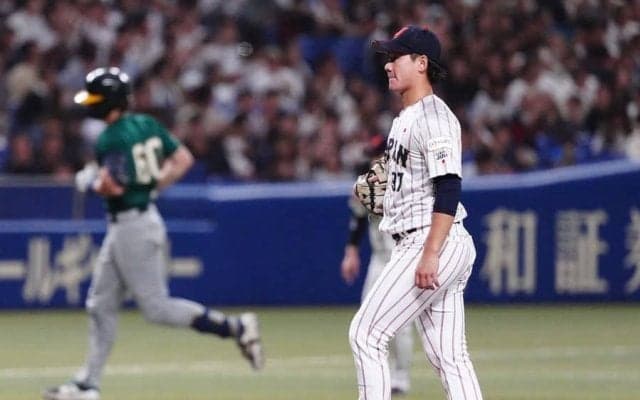 侍J井上、帽子吹っ飛びに苦笑い　極小55cmも対応できず「一番小さいんですけど」