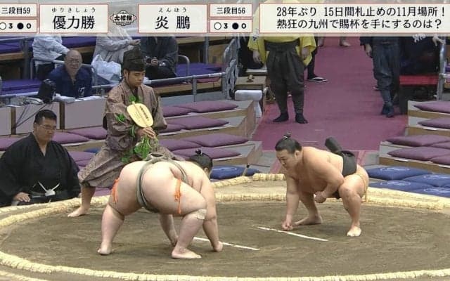 「かっけぇぇぇ」「美しい顔の作り」三段目力士の“スター感あふれる”登場に館内異様な盛り上がり「人気すごい」視聴者騒然