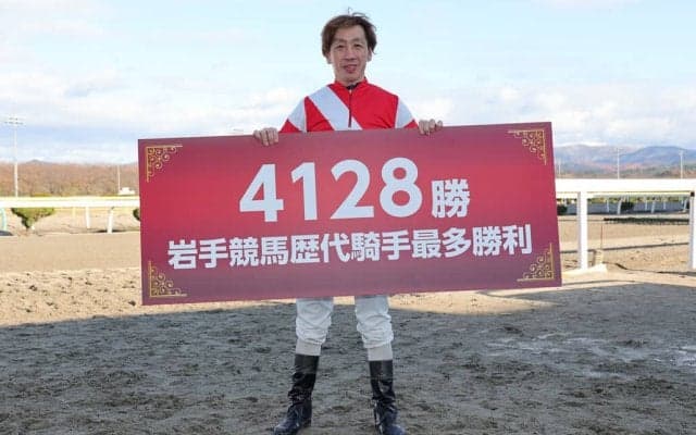 村上忍騎手が岩手競馬最多勝利記録を更新…通算4128勝