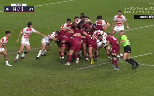 “赤いバラ”の塊が押し寄せてくる…！イングランド代表のド迫力モールに日本代表の守りが粉砕される絶望タイム