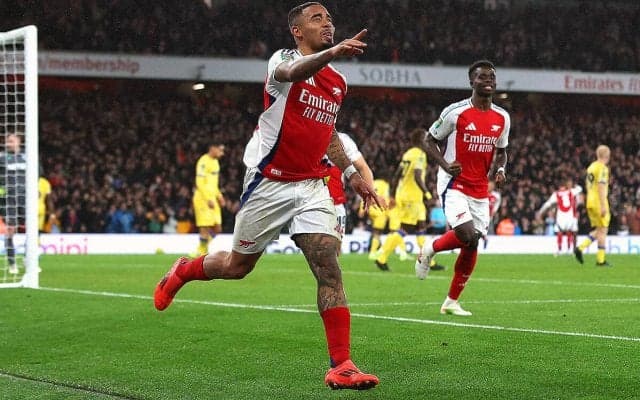 途中投入の主力お膳立てでジェズスが逆転のハットトリック！　アーセナルが鎌田大地途中出場のパレス撃破で4強入り【EFLカップ】