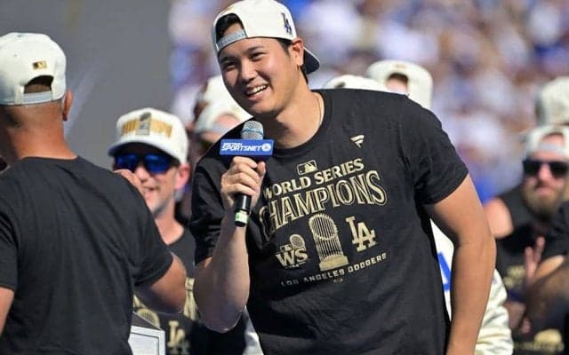 大谷翔平の英語にド軍ファン心酔　堂々とした振る舞い…デコピンとともに“最高の瞬間”に選出