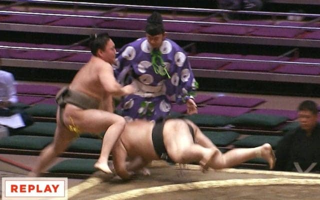 「行司泣きそう」力士と行司が同時に飛んだ“珍しい”取組 際どすぎる物言いでの一コマに同情の声も
