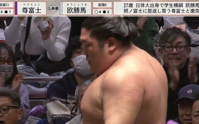 尊富士が珍しく“鬼の形相” 対戦力士を吹っ飛ばす姿に「どこまで吹っ飛ぶんだ」騒然