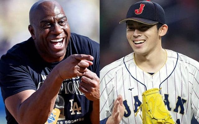 佐々木朗希にサイン入りジャージ贈呈「ようこそLAへ」ドジャース移籍をマジック・ジョンソンが祝福
