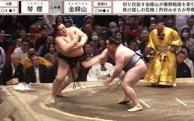 「おいおい、琴櫻」金峰山に“瞬殺”で黒星 館内騒然「カド番かぁ」「心配やわ」“らしくない”姿にファン困惑