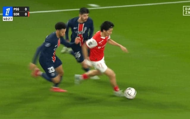 「マジでえぐい！」中村敬斗、“２人ぶち抜きドリブル”が話題沸騰！ ゴリゴリ突破で最強守備陣を破壊した瞬間「やばいよ」