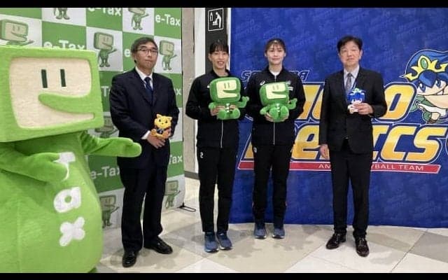【バレー】埼玉上尾　岩崎こよみと黒後愛が確定申告PRイベントに参加。スマホ申告とチャットボットを体験