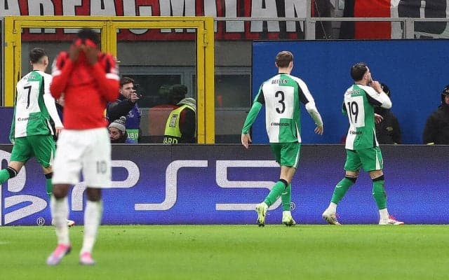 上田綺世が欠場もフェイエノールトが格上ミラン撃破でベスト16進出！　自滅ロッソネリはテオ軽率退場響く【CL】