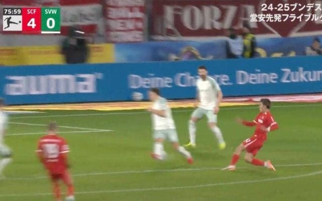 スタジアム騒然！ 堂安律、怒りの“スーパーゴール”炸裂「きたあああ！」  ボール奪取→股下をぶち抜く“イーグルショット”で今季7ゴール目