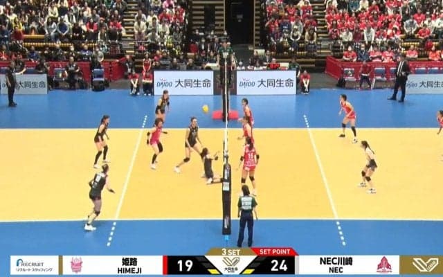 私、ライン越えませんから… 女子バレーで“美しすぎる”静止ポーズ ピタリ止まった“まるで白鳥”な美姿勢