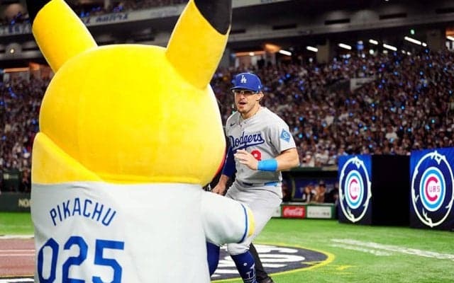 ド軍キケと“共演”した日本キャラ「可愛いの大渋滞」　米でも大人気「速報です」