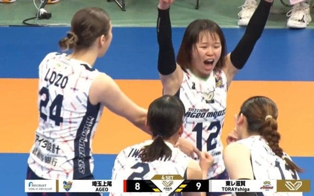 女子バレー、まるでサッカー選手のゴールパフォーマンス！？ 魔球サーブ→“クリロナ”ポーズで喜び爆発