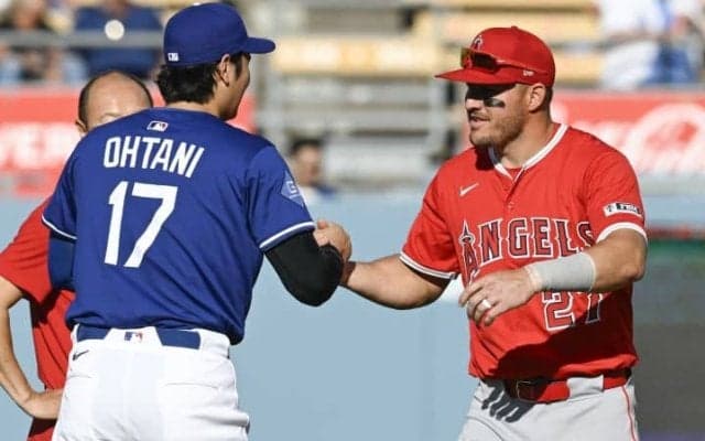 トラウトOP戦3号の豪快弾に「スイングは美しい」ドジャースと対戦　前日は“盟友”大谷翔平と再会を果たす