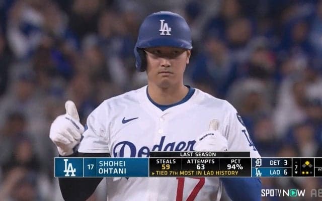 負傷の左肩はもう大丈夫？大谷翔平、マエケンから今季初盗塁成功も“従来フォーム”のスライディングにファンはヒヤヒヤ「ちょっと怖いよ」