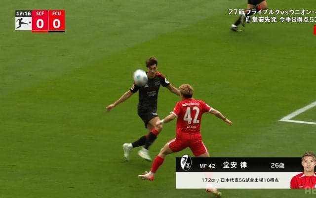 うっ、うまい！ 堂安律が“太腿トラップ”で敵DFを完全翻弄「狙い通りの置き所」「流石の動き出し」日本代表レジェンドも「一発で前に入る技術が高い」と絶賛