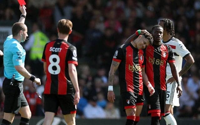 ボーンマスに朗報！　ユナイテッド戦で一発退場となったエヴァニウソンのレッドカードが取り消しに