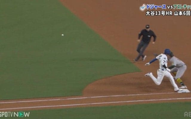 「速くてワロタ」大谷翔平なら“ボテボテ”も内野安打に！安定の超俊足にファン衝撃「これがあるんよ」「はやいな笑笑」