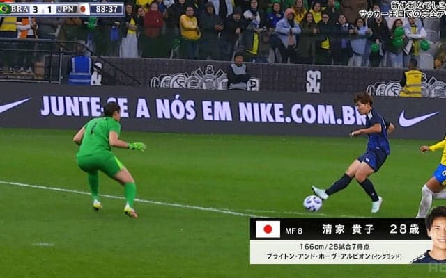 電光石火の６秒ゴール！ なでしこジャパン、“高速ショートカウンター弾”でブラジルに一矢報いる「籾木さんマジで上手い」「さすが清家さん」