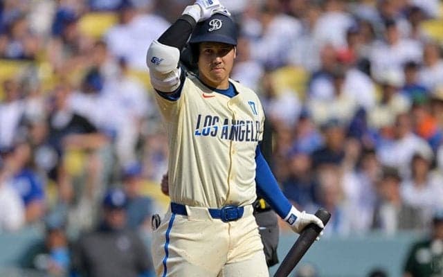 大谷翔平、2戦連続マルチで6回途中交代　ライブBP→2安打2得点で打率.298…ド軍大量リード