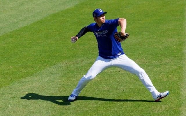 大谷翔平、ライブBP前日にキャッチボールに登場　敵地も歓声…2日連続、二刀流復帰へ着々