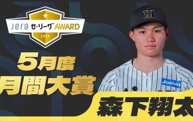 2025年5月度の「月間JERAセ・リーグAWARD」は阪神・森下翔太！月間5本塁打＆21打点の勝負強い打撃でノミネート4回！