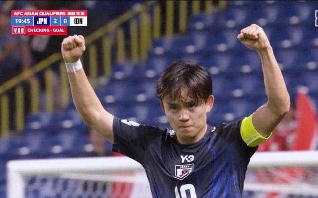 日本代表、W杯予選最終戦でインドネシア代表に6ー0大勝！ 10番&主将の久保建英が1G2A　佐野兄弟は同時出場で19年ぶり快挙