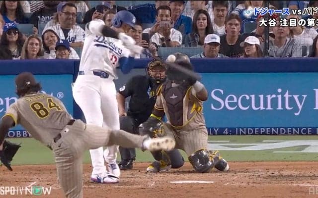 とんでもない悪球打ち！大谷翔平がボール球を“衝撃タイムリー” 「100マイル近いボールをヒットにされたら」剛腕・五十嵐氏も驚き