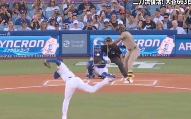 球場騒然！ 大谷翔平、投手復帰の初球で“まさかの光景”「エグすぎだろ」 とんでもない“高速魔球”を投げ込んでしまう「仕上がってるやんw」