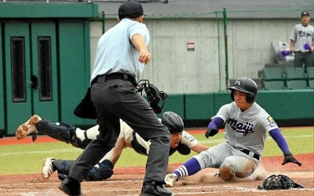 「自分がアウトにする」上野学園・堀井捕手が横っ跳びでタッチアウト
