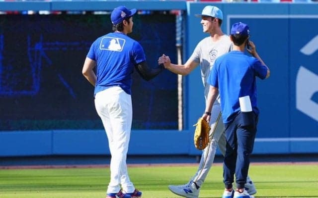 大谷翔平に超豪華な“警備員”「よし、守りに行こう」　新星が投球中の打球直撃から守る
