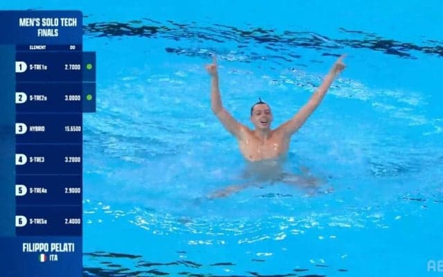 プールにジョーズが現れた！世界水泳AS、華麗な泳ぎを見せるイタリア代表選手、髪型まで“ジョーズスタイル”のこだわり