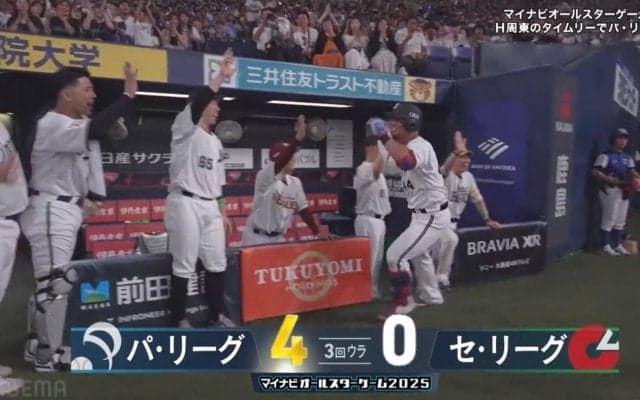 「ホイサー！」球宴でパ・リーグベンチが大盛り上がり「仲良い」「たまらんな」頓宮裕真の劇的3ランで球場大熱狂