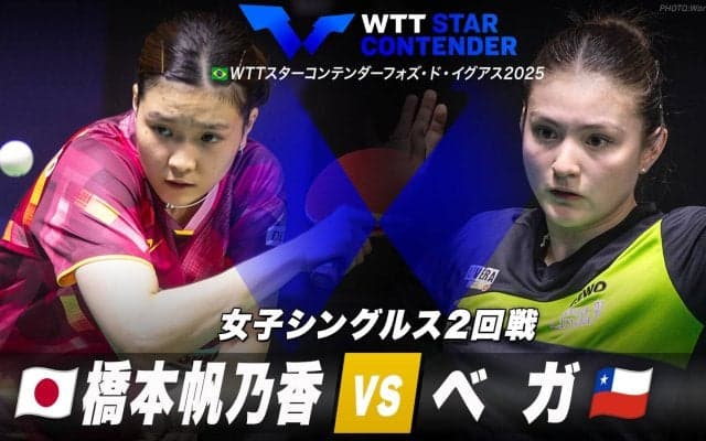 【女子シングルス2回戦】橋本帆乃香 vs ベガ｜WTTスターコンテンダーフォズ・ド・イグアス2025