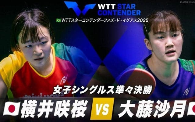 【女子シングルス準々決勝】横井咲桜 vs 大藤沙月｜WTTスターコンテンダーフォズ・ド・イグアス2025
