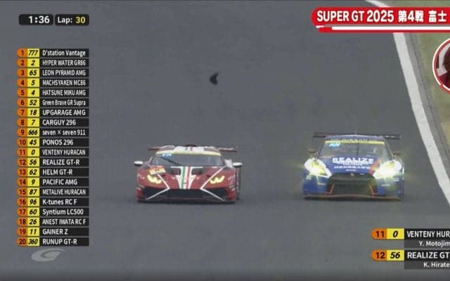 「ああ接触！」GT-R、パーツ吹っ飛ぶ“豪快追い抜き”…カメラが捉えた驚異の瞬間「カナードが飛んでった」